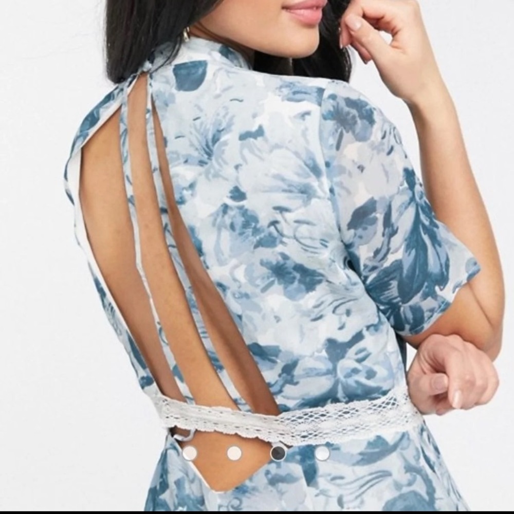 ASOS Blue Floral Backless Dress